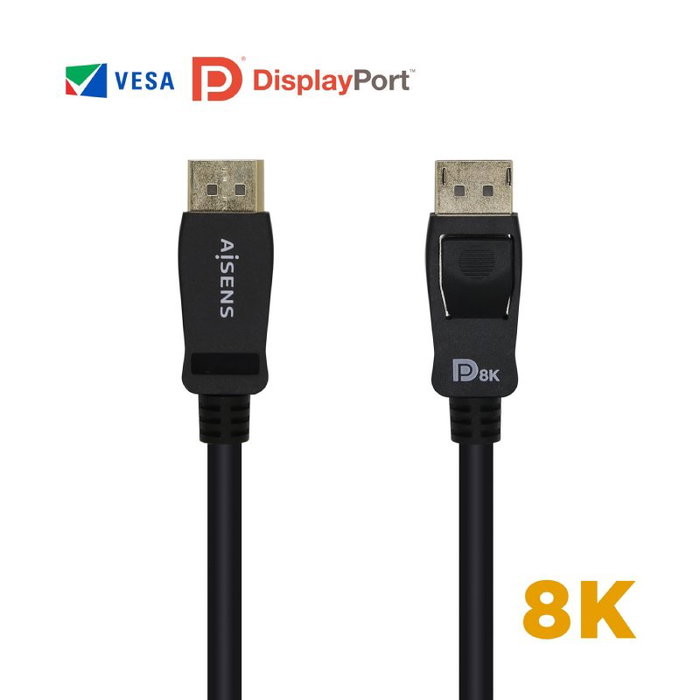 Aisens Cable DisplayPort 1.4 Certificado 8K 60Hz 1m Negro